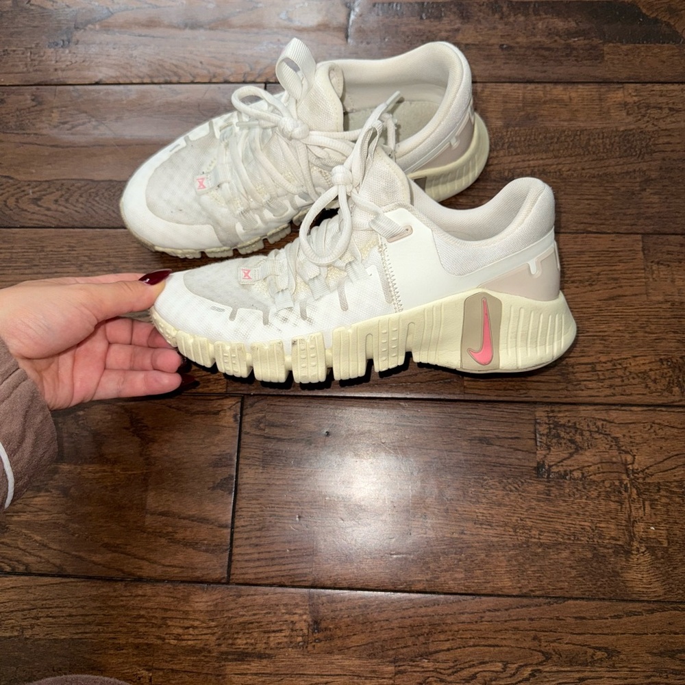 White and Pink Sneakers